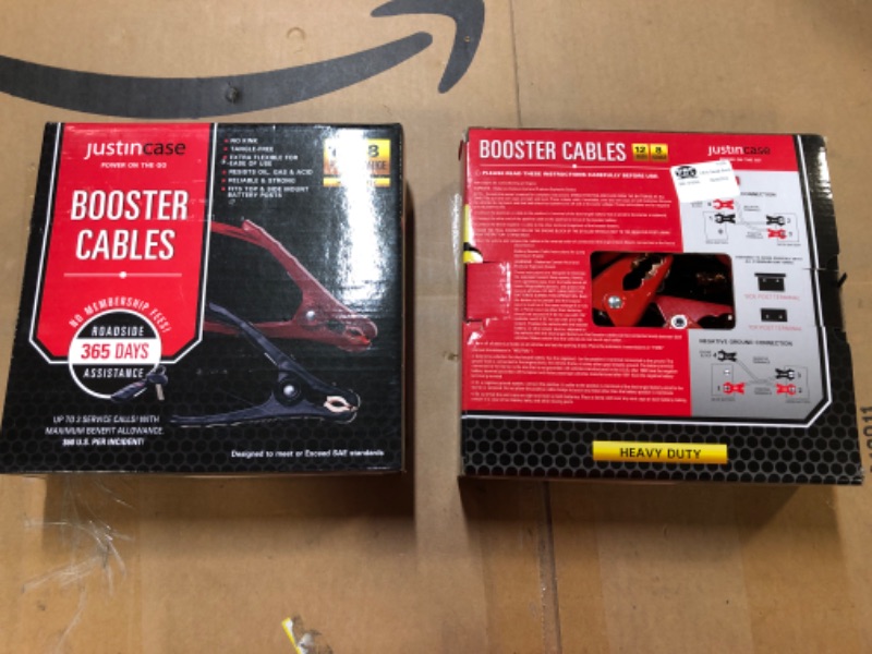 Photo 2 of 12ft 8 Gauge Booster Cables Red - Justin Case ---- PACK OF 2