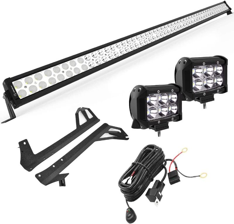 Photo 1 of YITAMOTOR 52 Inch Led Light Bar 300W Combo 2pcs 4" 18W Spot Light Pod Off Road Driving Lights with Mounting Brackets and Wiring Harness Fit for 07-18 Jeep JK Wrangler
