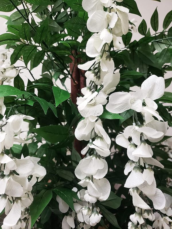 Photo 1 of AMERIQUE Purple Pair Gorgeous & Dense 5 Feet Artificial Silk Wisteria Trees with Flowers, with Nursery Pots, Feel Real Technology, 5'