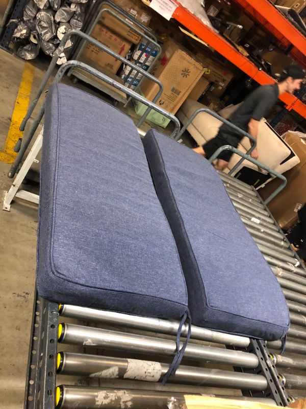 Photo 3 of 2---Sunrox Gel Memory Foam Bench Cushion with Ties, Ultra Durable Water Resistant FadeShield Outdoor/Indoor Universal Bench Seat Pads 48 x 16 x 4 inch, Heather Indigo---

