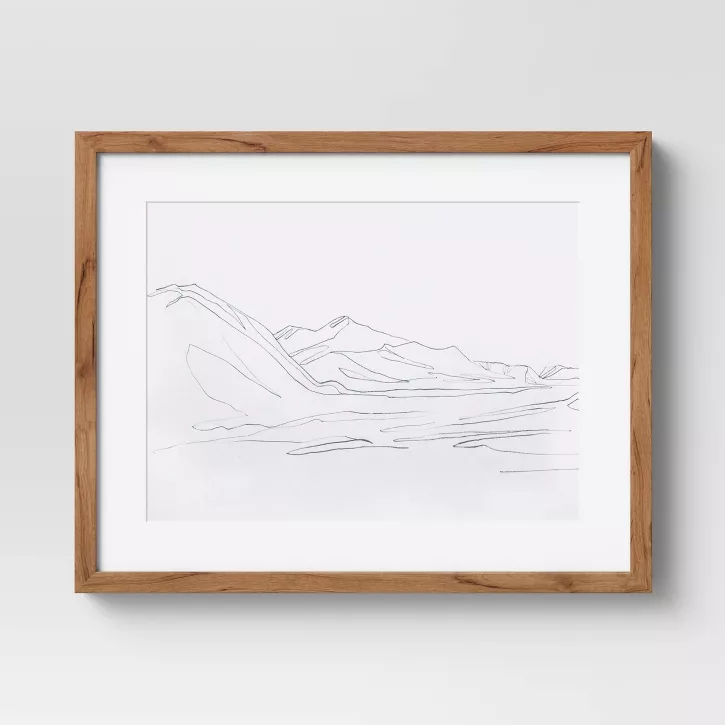 Photo 1 of 16" x 20" Landscape Line Drawing Framed Wall Art - Threshold™