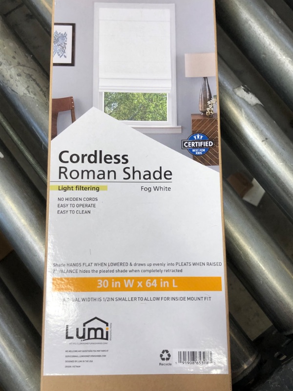 Photo 3 of 1pc Light Filtering Cordless Cellular Window Shade White - Lumi Home Furnishings -- 30" x 64" 


