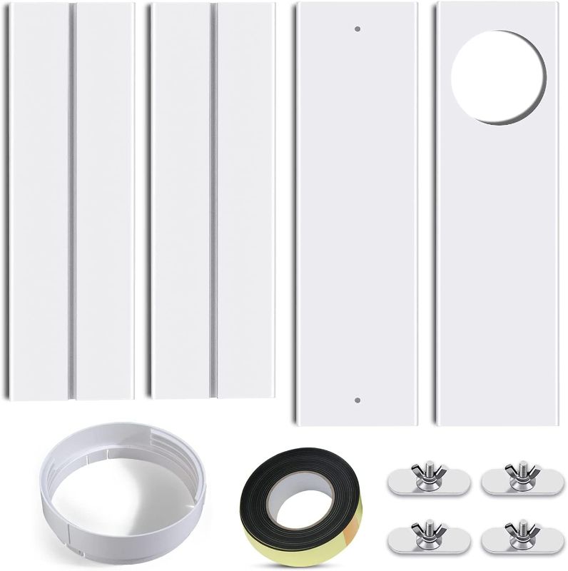 Photo 1 of SIKADEER Sliding Door Seal Kit for Portable Air Conditioner of Exhaust Hose 5.9 Inch Diameter with Coupler Adjustable Max Length to 90 Inch Portable AC Door Vent Kit PVC for Sliding Window
