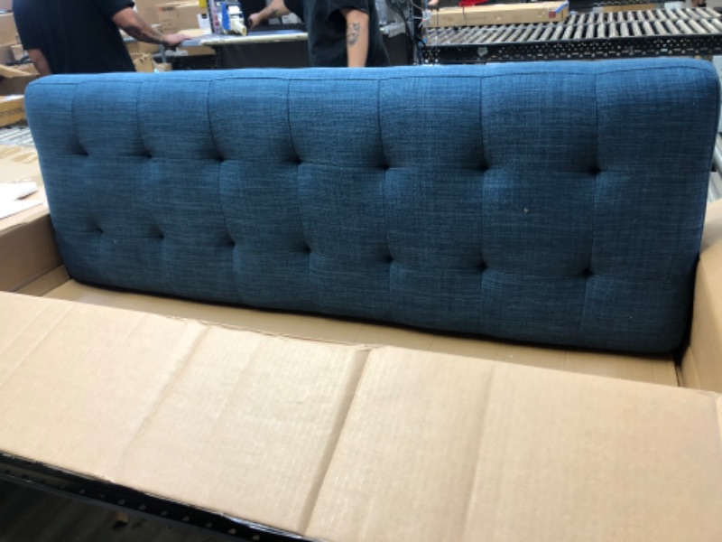 Photo 2 of Amazon Brand – Rivet Modern Haraden Upholstered Button-Tufted Bench, 44"W, Navy
