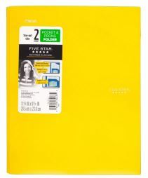 Photo 1 of Box of 24 count, Five Star 2 Pocket Plastic Folder with Prongs Yellow