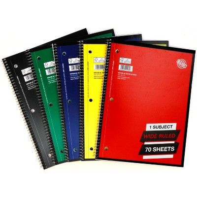 Photo 1 of 1 Subject Wide Ruled Solid Spiral Notebook (Colors May Vary) - 70pack
