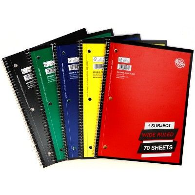 Photo 1 of 1 Subject Wide Ruled Solid Spiral Notebook (Colors May Vary) - 70pack
