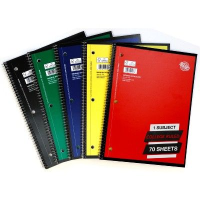 Photo 1 of 1 Subject College Ruled Solid Spiral Notebook (Colors May Vary) - 70pack