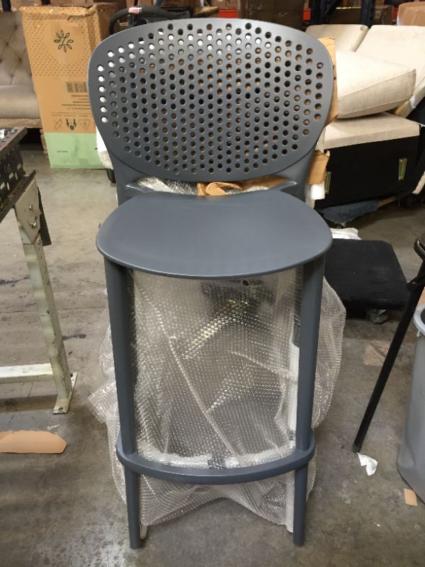 Photo 2 of Amazon Basics High Back Indoor/Outdoor Molded Plastic Barstool with Footrest