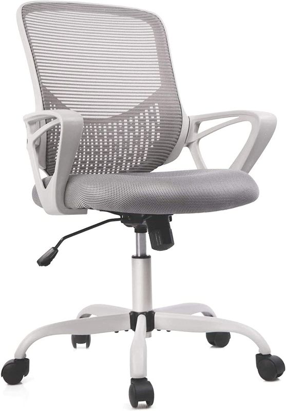 Photo 1 of Smugdesk Ergonomic Mid Back Breathable Mesh Swivel Executive Desk Chair with Adjustable Height and Lumbar Support Armrest for Home or Office, Gray  +++ FACTORY SEALED ITEM +++

