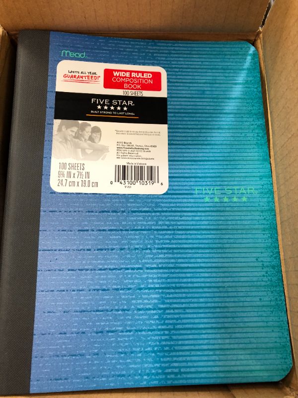Photo 2 of Five Star College Ruled Composition Notebook BLUE 12PCK


