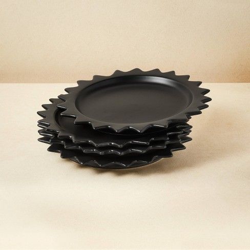 Photo 1 of 10" 4pk Stoneware Pointed Sun Dinner Plates BLACK - Opalhouse™ designed with Jungalow™

