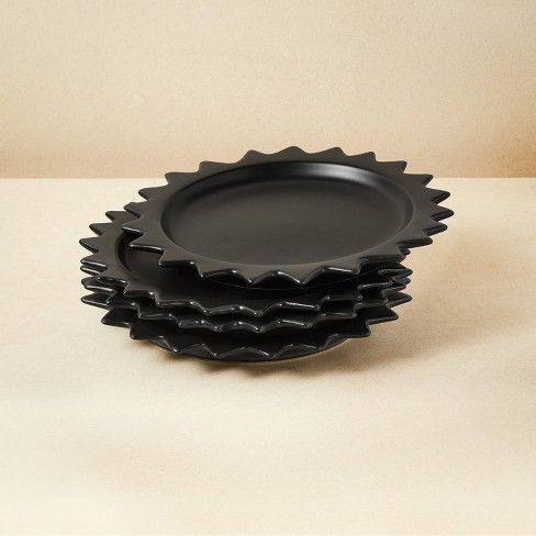 Photo 1 of 10" 4pk Stoneware Pointed Sun Dinner Plates BLACK - Opalhouse™ designed with Jungalow™