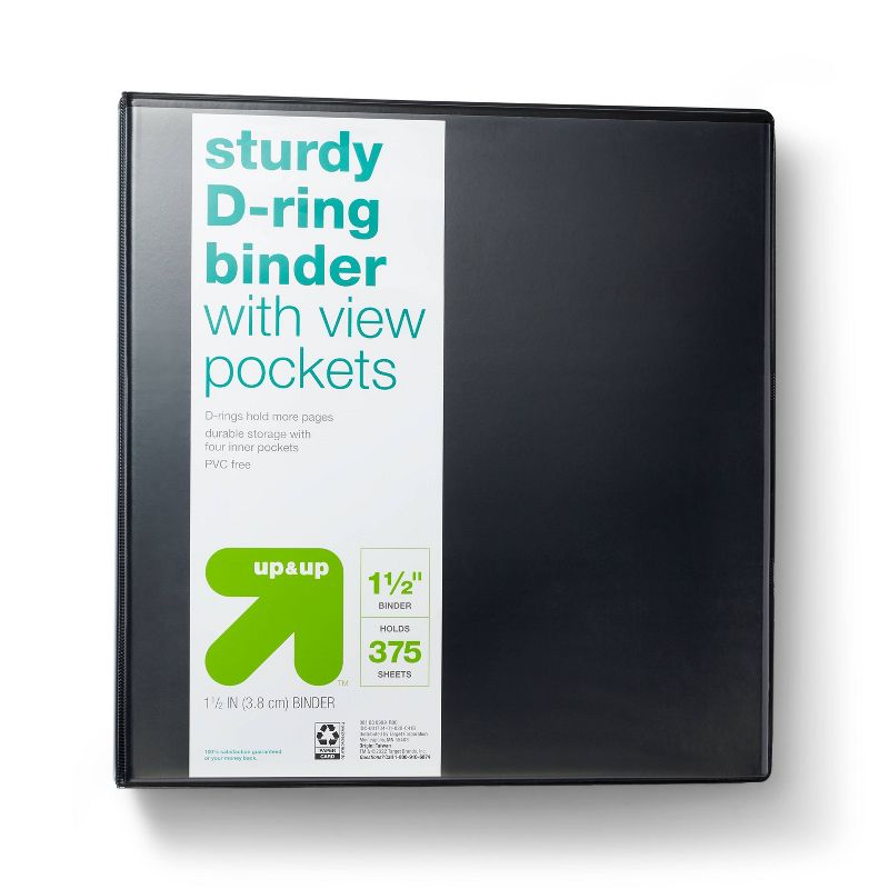 Photo 1 of 1.5" 3 Ring Binder Clear View Black - up & up™