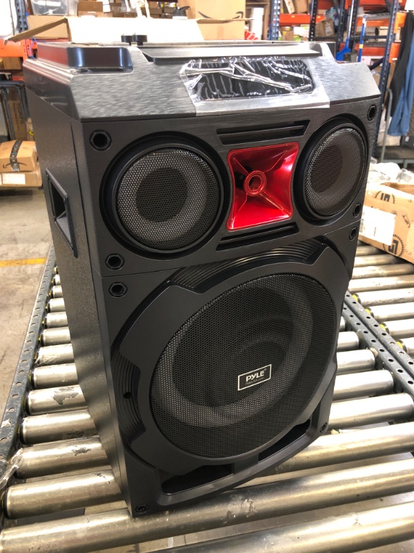 Photo 3 of Portable Bluetooth PA Speaker System - 800W 10” Rechargeable Speaker, TWS, Party Light, LED Display, FM/AUX/MP3/USB/SD, Wheels - Wireless Mic, Remote Control, Tablet Holder Included - Pyle PHP210DJT, FACTORY SEALED BEFORE TESTING