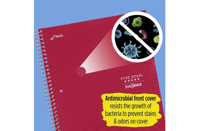 Photo 1 of CASE OF 12 Five Star DuraShield Notebooks with Antimicrobial Front Covers 