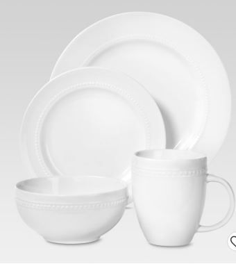 Photo 1 of 16pc Porcelain Beaded Rim Dinnerware Set White - Threshold™

