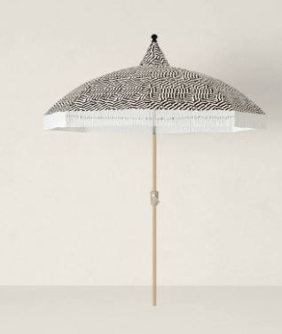 Photo 1 of 7.5' x 7.5' Patio Market Umbrella Ziomara Black Fringed - Opalhouse™ designed with Jungalow™

