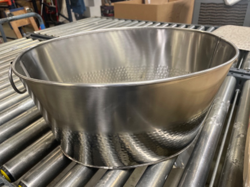 Photo 2 of 23.5L Stainless Steel Hammered Metal Oval Beverage Tub - Threshold™

