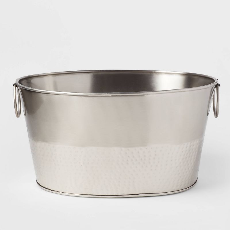 Photo 1 of 23.5L Stainless Steel Hammered Metal Oval Beverage Tub - Threshold™


