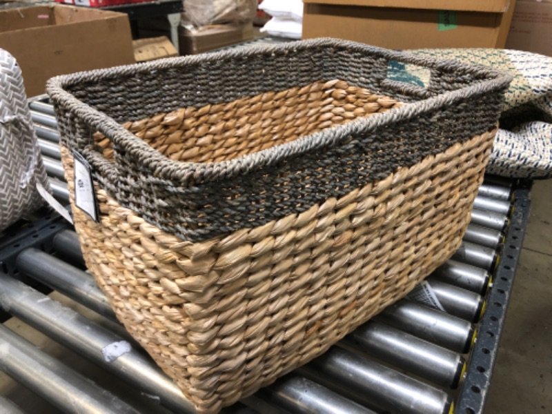 Photo 2 of 13.25"x22" Seagrass Extra Large Rectangle Storage Basket with Gray Trim - Threshold™