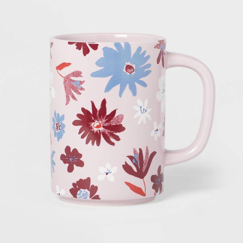 Photo 1 of 16oz Stoneware Floral Mug - Room Essentials™ 2 cups

