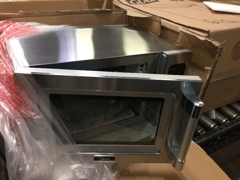 Photo 2 of Midea Equipment 1025F0A Stainless Steel Countertop Commercial Microwave Oven, 1000W
