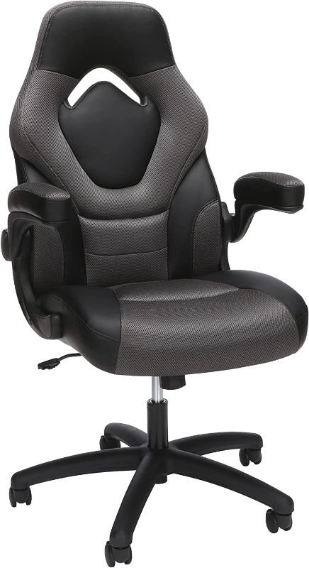 Photo 1 of OFM Gaming Chair Ergonomic Racing Style PC Computer Desk Office Chair - 360 Swivel, Integrated Lumbar Support & Headrest, Adjustable Height, Recline Tilt Control, Flip-Up Arms, 275lb Max - 2022 Grey
