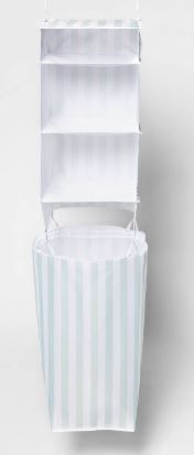 Photo 1 of 3 Shelf Hanging Closet with Hamper Mint/Striped - Room Essentials™

