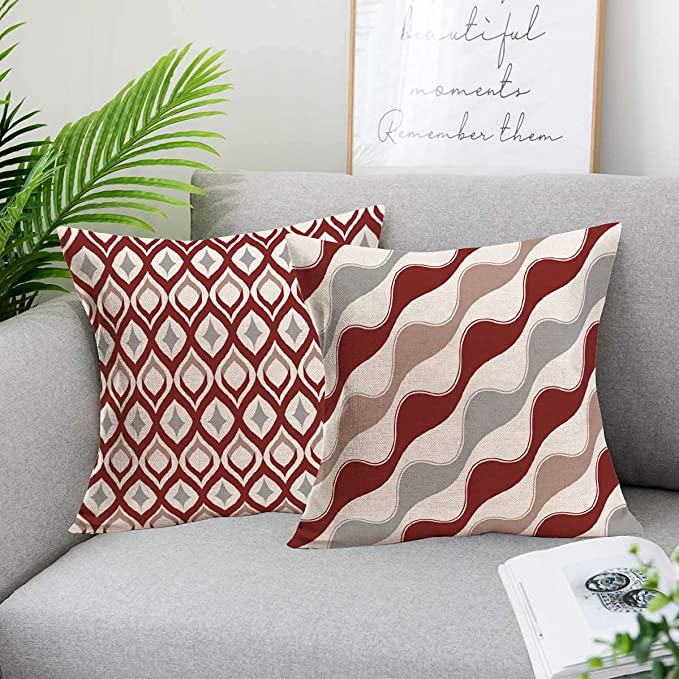 Photo 1 of 
Yameeta Set of 4 Throw Pillow Covers Geometric 18x18 Inch Red White Farmhouse Home Decor Abstract Accent Arrows Cushion Cover Decorative Modern Outdoor...
Color:Red Grey