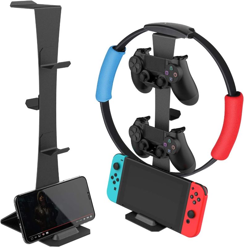 Photo 1 of MiiKARE Controller Holder, Adjustable Controller Headphone Stand with Magnetic Hook, Aluminum Game Controller Headphone Holder for Xbox, Nintendo Switch, PS5, PS4, N64 and Gaming Accessories - Black
