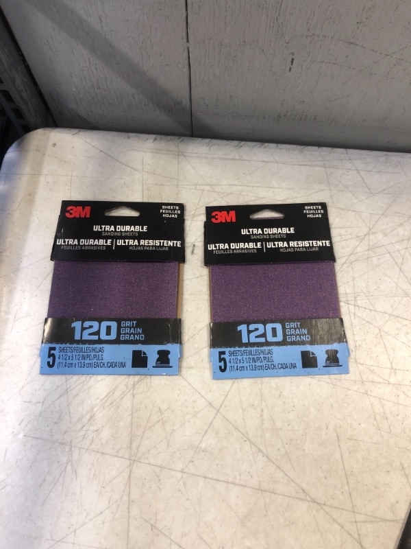 Photo 2 of 3M Ultra Durable Power Sanding 1/4 Sheet, 120 grit, 5 Pack
2 PAIRS