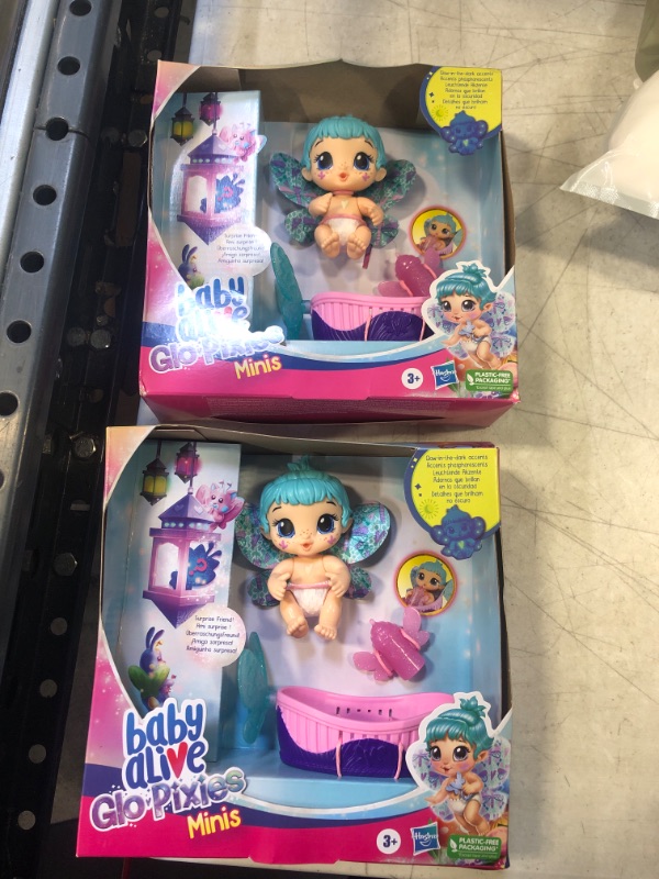 Photo 2 of Baby Alive GloPixies Minis Doll Aqua Flutter Glow-in-the-Dark Pixie Doll
2 PCK