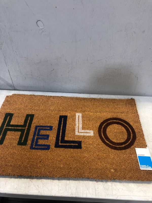 Photo 2 of 1'6"x2'6" Hello Colorblocked Coir Doormat - Room Essentials™

