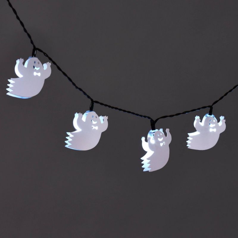 Photo 1 of 10ct LED Metal Ghost Halloween String Lights Cool White - Hyde & EEK! Boutique™
