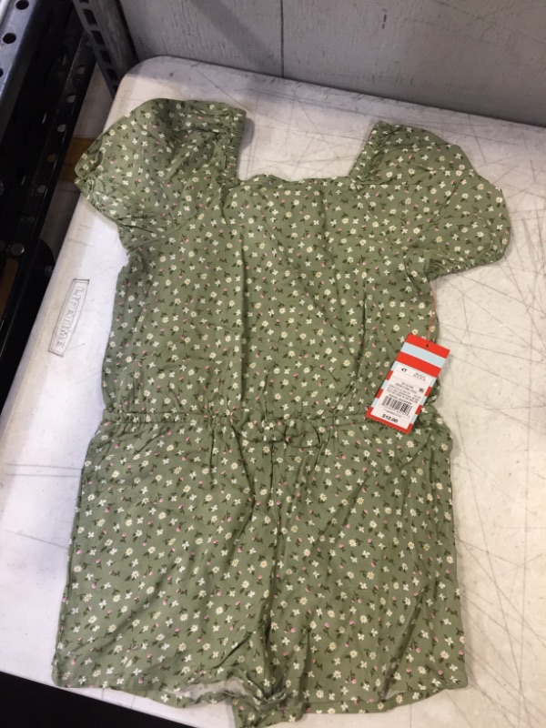 Photo 1 of  GIRLS GREEN FLORAL SHORT JUMPSUIT
SIZE 4T