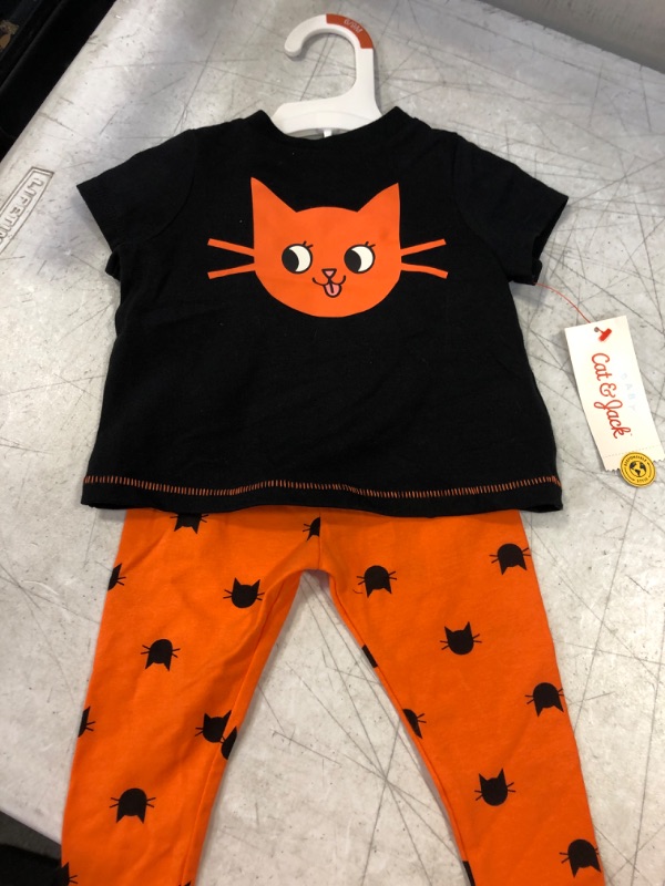 Photo 2 of Baby Girls' 2pc Cat Halloween Jersey Top & Bottom Set sz 3-6m