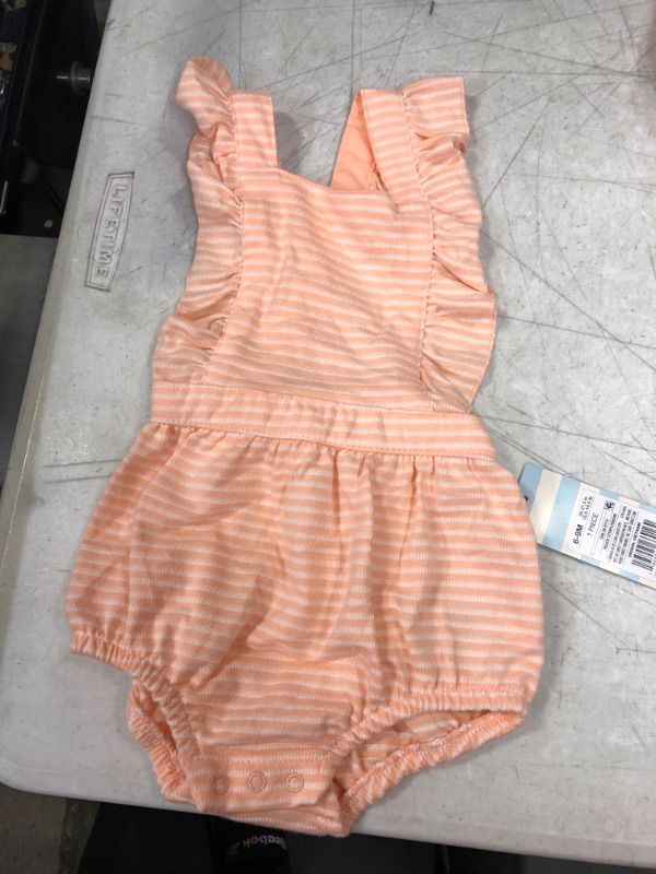 Photo 1 of Baby Girls' Textured Knit Romper - Cat & Jack™ Peach Orange Sz 6-9M