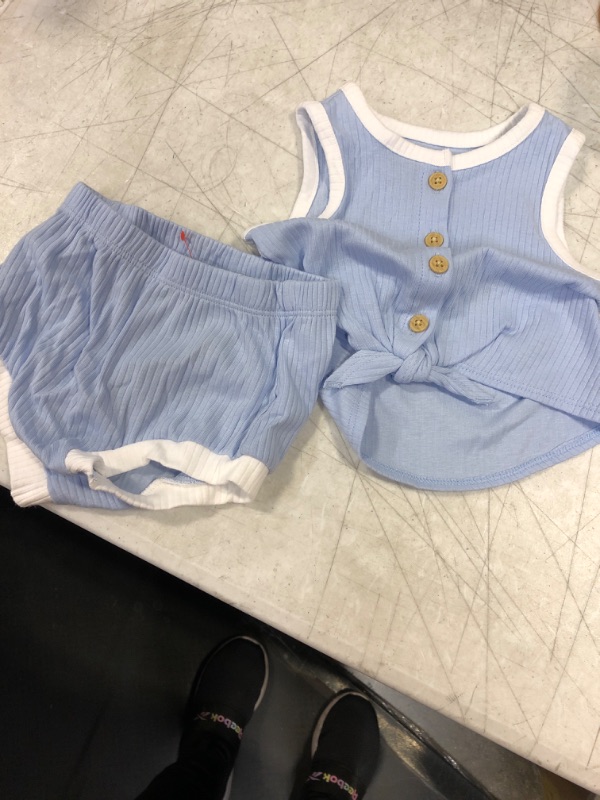 Photo 2 of Baby Girls' 2pc Ribbed Top & Bottom Set - Cat & Jack™ Blue sz 0-3M