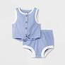 Photo 1 of Baby Girls' 2pc Ribbed Top & Bottom Set - Cat & Jack™ Blue sz 0-3M