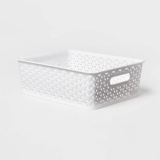Photo 1 of Y-weave Small Decorative Storage Basket White - (2)