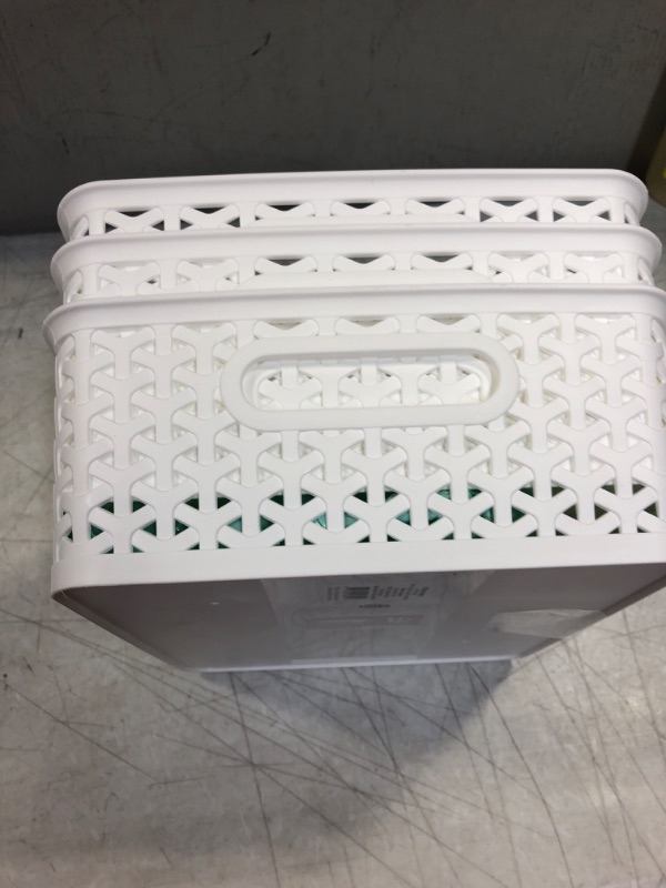 Photo 2 of Y-weave Small Decorative Storage Basket White - (3)
