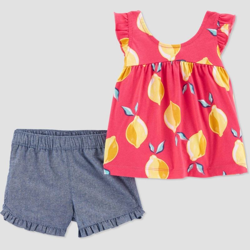 Photo 1 of Baby Girls' Lemon Top & Bottom Set - Just One You® Made by Carter's Pink 2 pack size NB and 3M
