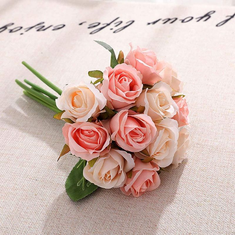 Photo 1 of 12pcs Artificial Roses Single Stem Fake Silk Flower Arrangement Bouquet Real Touch for Home Party Wedding Decoration
