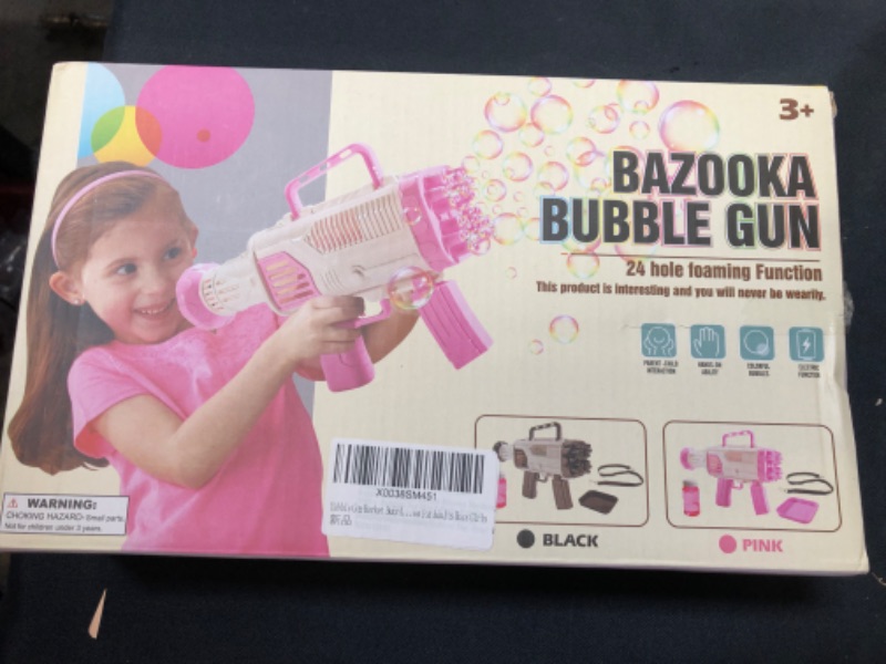 Photo 2 of Bubble Gun Machine for Adults Kids, 24 Hole Bubble Maker, Bubble Blaster Party Favors, Summer Outdoor OutsideToys, Halloween Christmas Birthday Party Gifts for Boys Girls Age 2 3 4 5+ Years Old
