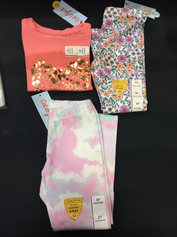 Photo 1 of CAT & JACK LEGGINGS AND SHORT SLEEVE SHIRT SIZE 3T