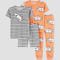 Photo 1 of Carter's Just One You® Baby Boys' Striped/Sharks Pajama Set - Orange SIZE 18M

