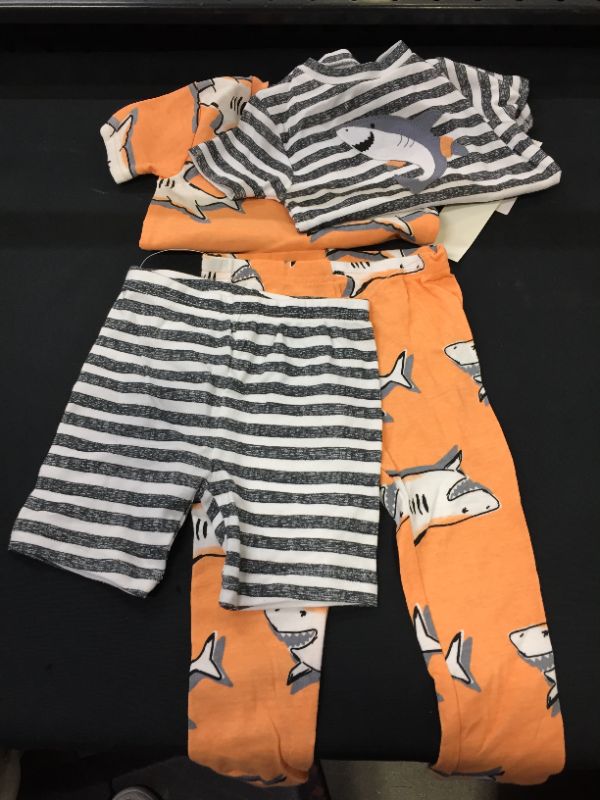 Photo 2 of Carter's Just One You® Baby Boys' Striped/Sharks Pajama Set - Orange SIZE 18M

