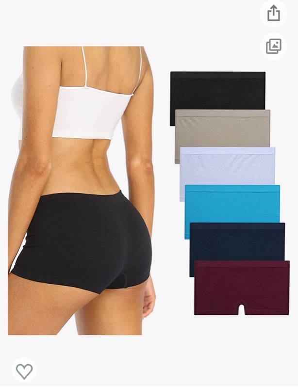 Photo 1 of Begrily Seamless Boyshort Panties for Women Pack 6, No Show Boy Shorts Underwear Stretch Boxer Briefs Size L 