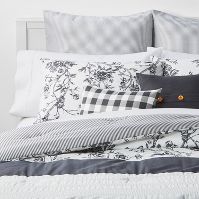 Photo 1 of 8pc Brookton Reversible Farmhouse Floral Comforter Set Charcoal - Threshold™ SIZE GUEEN 

